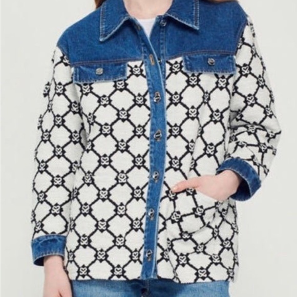 Sandro denim knit logo jacket like new - Picture 3 of 6
